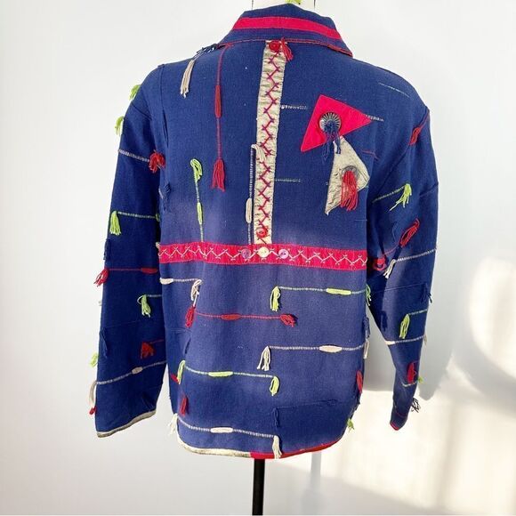 Anu by Natural Blue Tapestry Art to Wear Button up Jacket XL - Picture 5 of 14